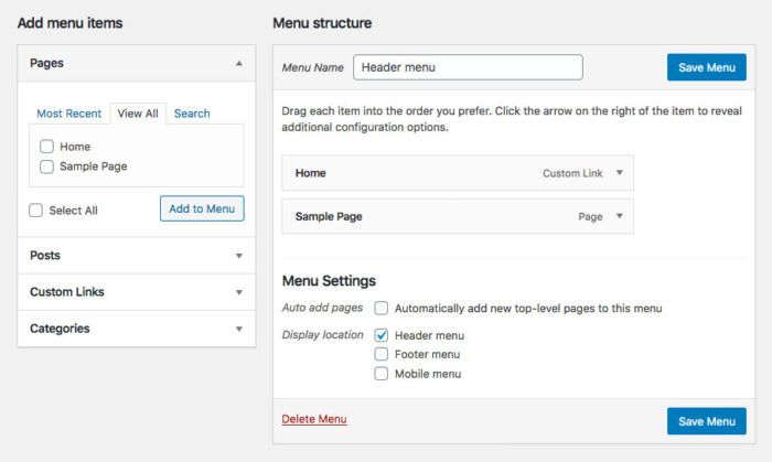 Wp Adding menu's to your WordPress theme - Since1979